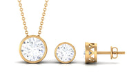 4 CT Simple Moissanite Solitaire Jewelry Set in Bezel Setting