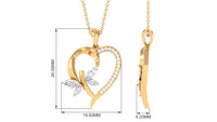 Certified Moissanite Heart and Butterfly Pendant