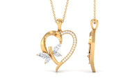 Certified Moissanite Heart and Butterfly Pendant