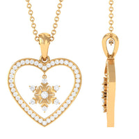 Moissanite Snowflake Heart Pendant Necklace