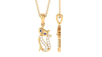 Certified Moissanite Cat Pendant Necklace