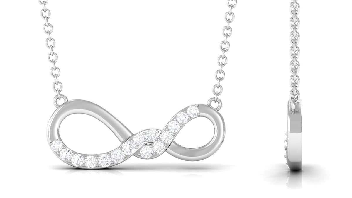 Pave Set Moissanite Twisted Infinity Necklace for Women