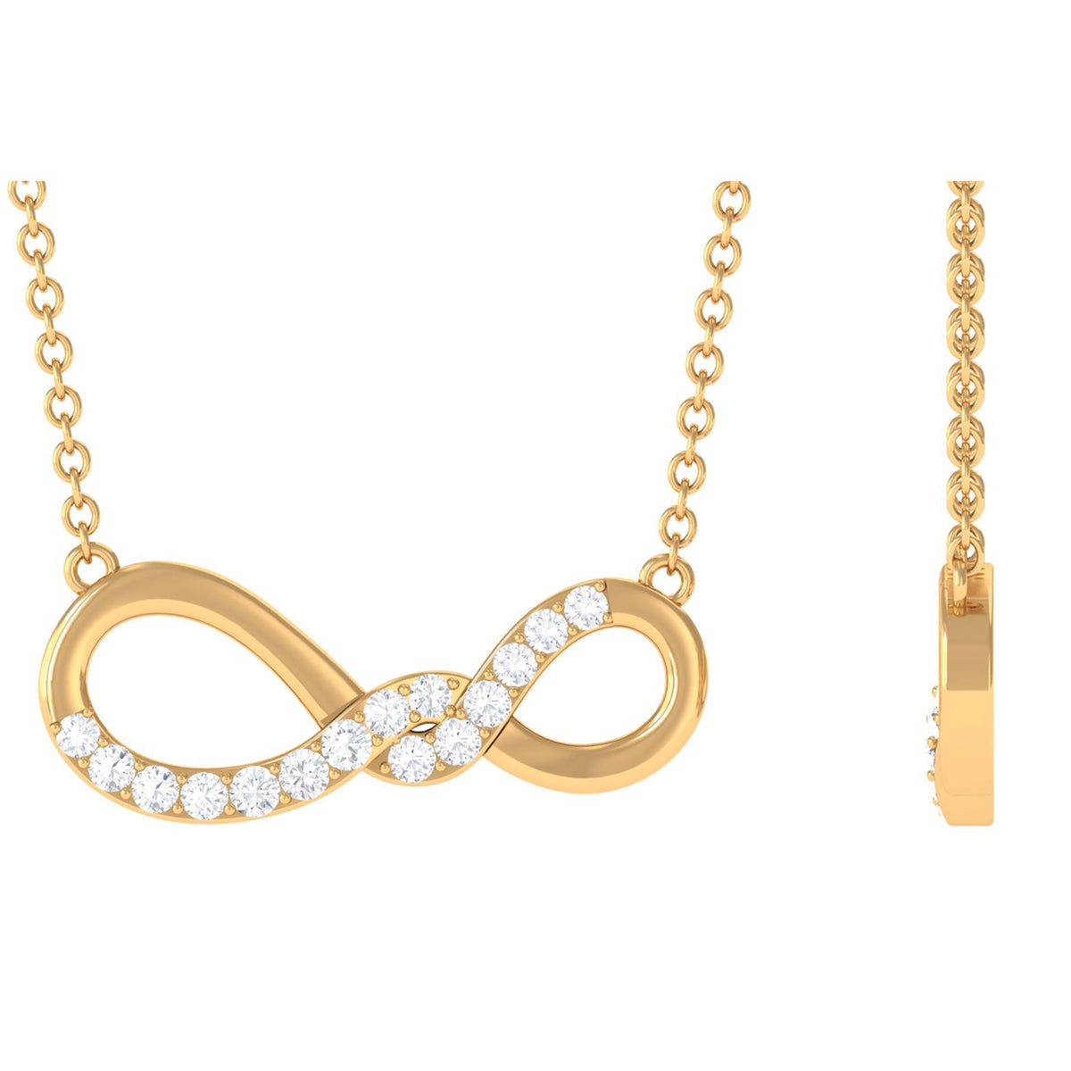 Pave Set Moissanite Twisted Infinity Necklace for Women