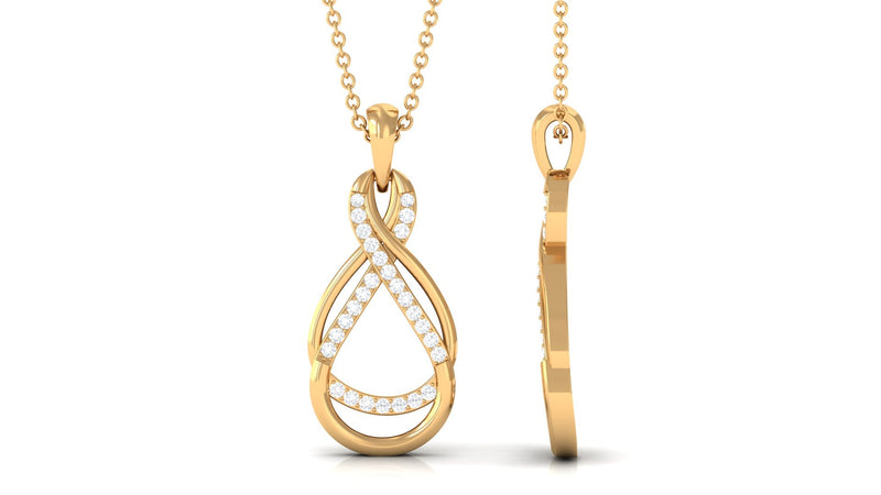 Rosec Jewels minimal moissanite infinity pendant in pave setting, showcasing sparkling moissanite stones on a delicate chain.