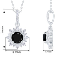 Certified Lab Grown Black and White Diamond Halo Necklace
