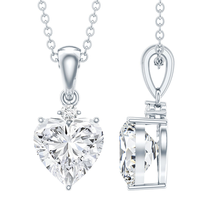Cubic zirconia heart locket pendant on a silver chain, featuring a sparkling Rosec Jewels design with intricate details.
