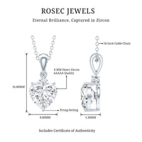 Certified Cubic Zirconia Heart Locket with Silver Chain
