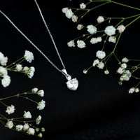 Certified Cubic Zirconia Heart Locket with Silver Chain
