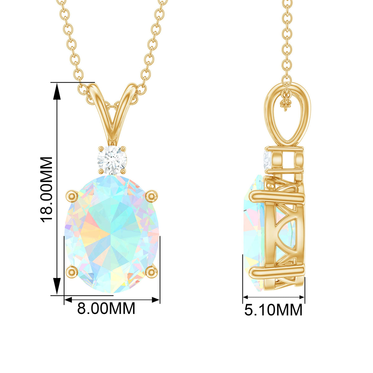Genuine 1 Carat Opalescent Pendant Necklace with Diamond