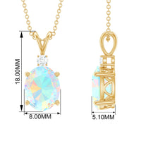 Genuine 1 Carat Opalescent Pendant Necklace with Diamond