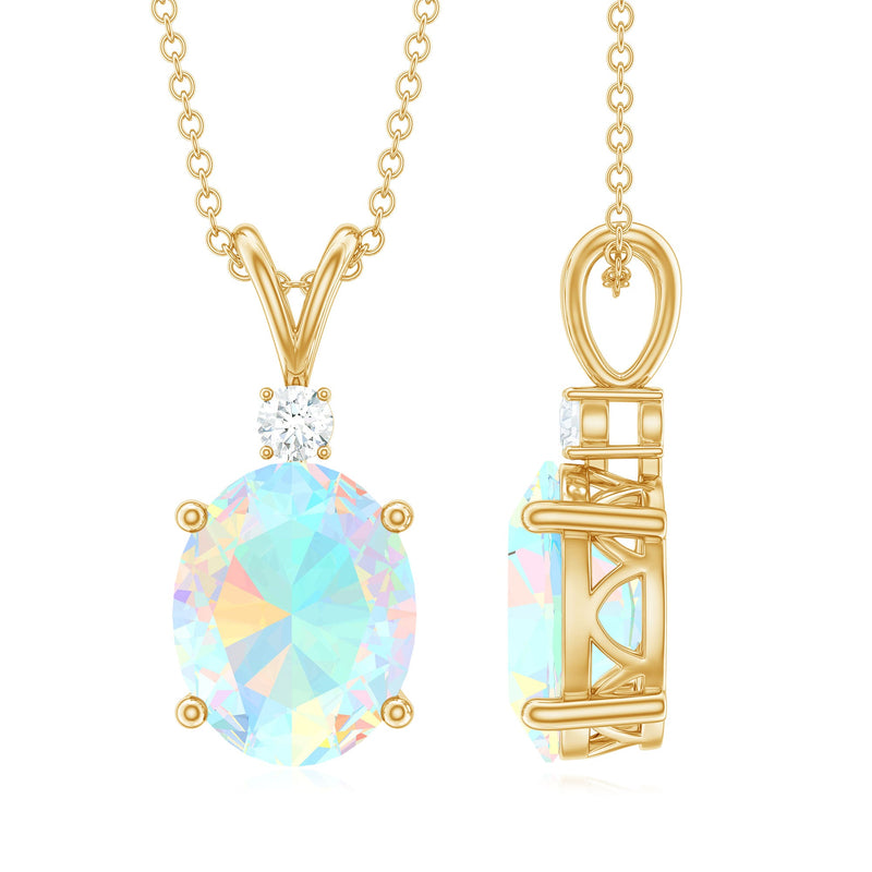 Opalescent pendant necklace with a 1-carat gemstone and diamond accents, crafted by Rosec Jewels.