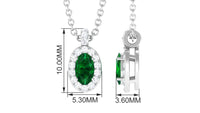 Created Emerald Oval Pendant Necklace with Diamond