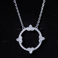Certified Moissanite Eternity Promise Necklace in 14K Gold Plated Silver