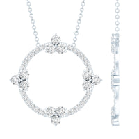 Certified Moissanite Eternity Promise Necklace in 14K Gold Plated Silver