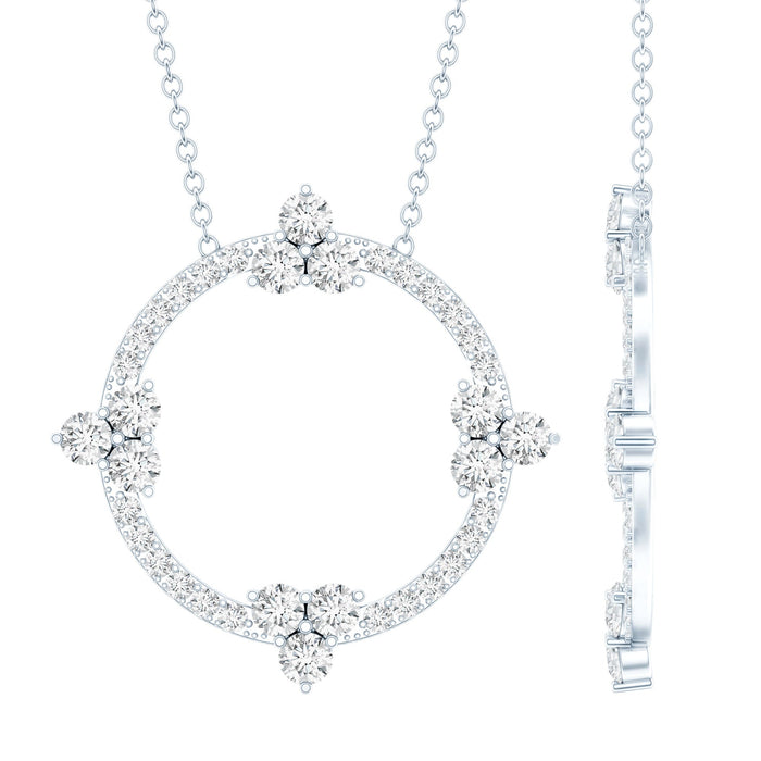 Certified moissanite eternity promise necklace in 14K gold plated silver with a delicate pendant, featuring sparkling stones.