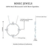 Certified Moissanite Eternity Promise Necklace in 14K Gold Plated Silver