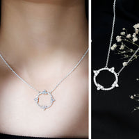 Certified Moissanite Eternity Promise Necklace in 14K Gold Plated Silver