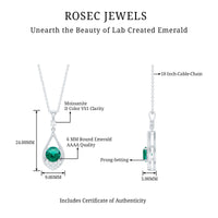 Lab Grown Emerald Moissanite Teardrop Necklace with Silver Chain