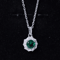 Lab Grown Emerald Moissanite Vintage Inspired Necklace with Chain