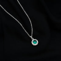 Lab Grown Emerald Moissanite Vintage Inspired Necklace with Chain