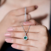 Lab Grown Emerald Moissanite Vintage Inspired Necklace with Chain