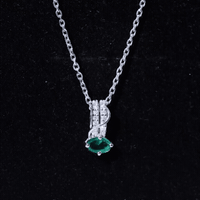 Oval Shaped Lab Emerald East West Necklace with Moissanite