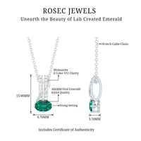 Oval Shaped Lab Emerald East West Necklace with Moissanite