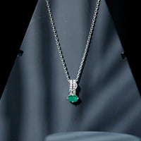 Oval Shaped Lab Emerald East West Necklace with Moissanite