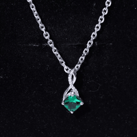 0.9 Carat Cushion Cut Lab Created Emerald Infinity Necklace With Silver Chain