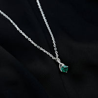 0.9 Carat Cushion Cut Lab Created Emerald Infinity Necklace With Silver Chain
