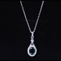 1.2 Carat Lab Grown Emerald Wedding Necklace with Silver Chain
