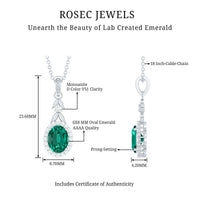 1.2 Carat Lab Grown Emerald Wedding Necklace with Silver Chain