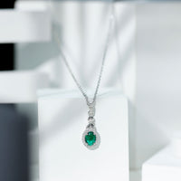1.2 Carat Lab Grown Emerald Wedding Necklace with Silver Chain