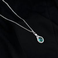 1.2 Carat Lab Grown Emerald Wedding Necklace with Silver Chain