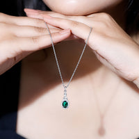 1.2 Carat Lab Grown Emerald Wedding Necklace with Silver Chain