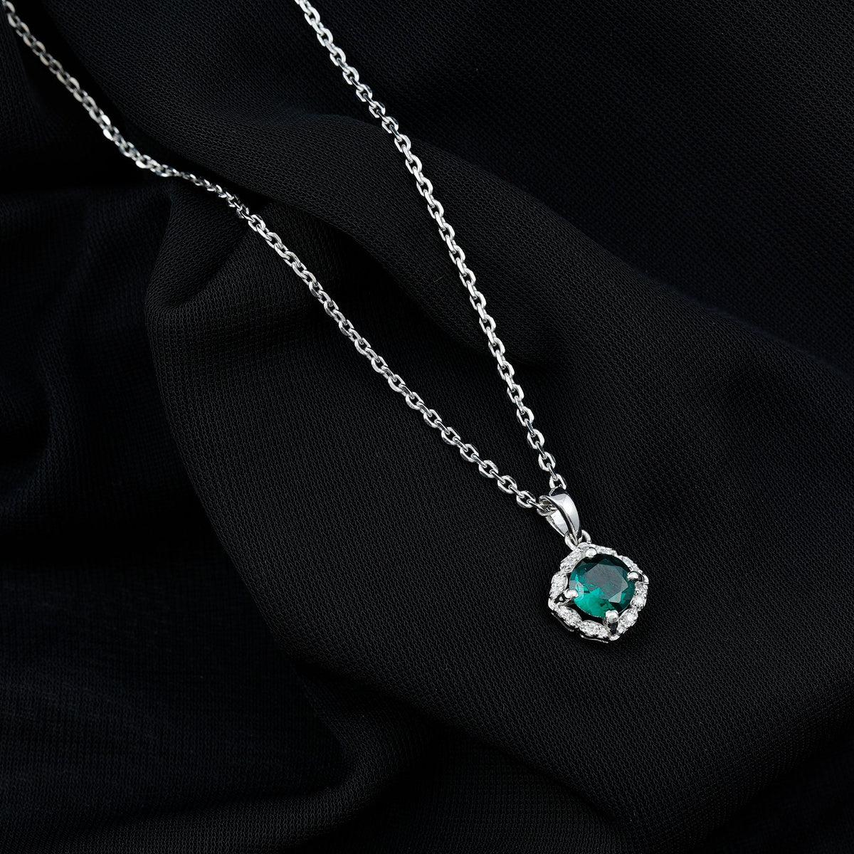 Certified Round Lab Emerald Designer Necklace with Certificate