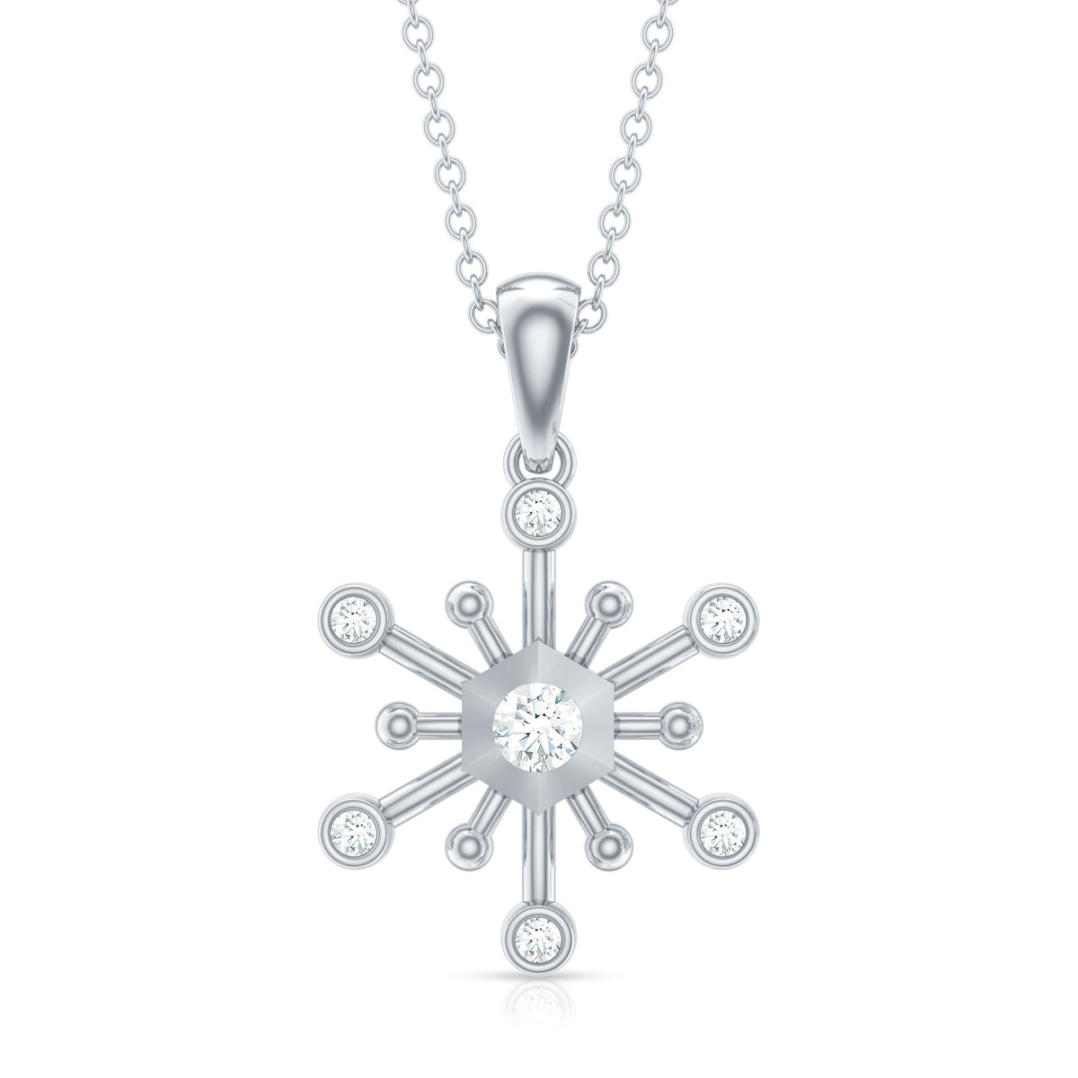 Diamond Snowflake Pendant Necklace for Women