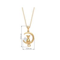 Certified Diamond Cat on Moon Necklace
