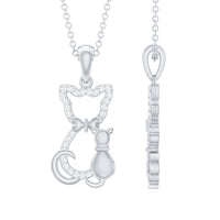 Certified Diamond Kitty Cat Pendant Necklace