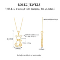 Certified Diamond Kitty Cat Pendant Necklace
