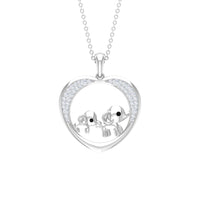 Diamond Elephant Mother Child Necklace