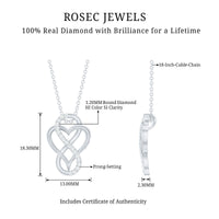 Brilliant Cut Diamond Infinity Heart Necklace for Women