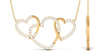 Certified Diamond Three Heart Necklace