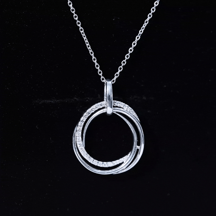 Yellow gold certified diamond eternity circle pendant necklace for women by Rosec Jewels, showcasing sparkling diamond accents.