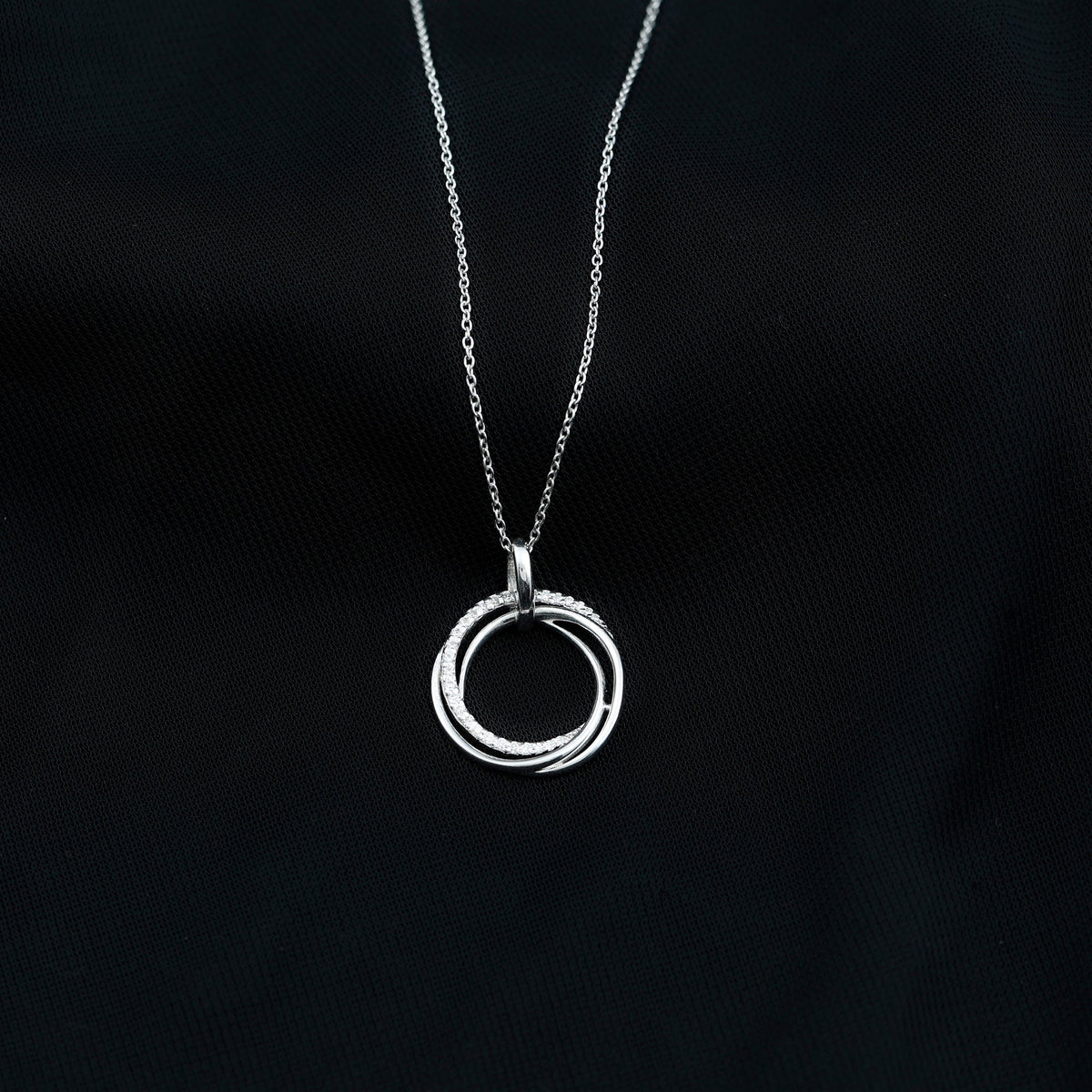 Rosec Jewels certified diamond eternity circle pendant necklace for women, showcasing sparkling diamond accents on a delicate chain.