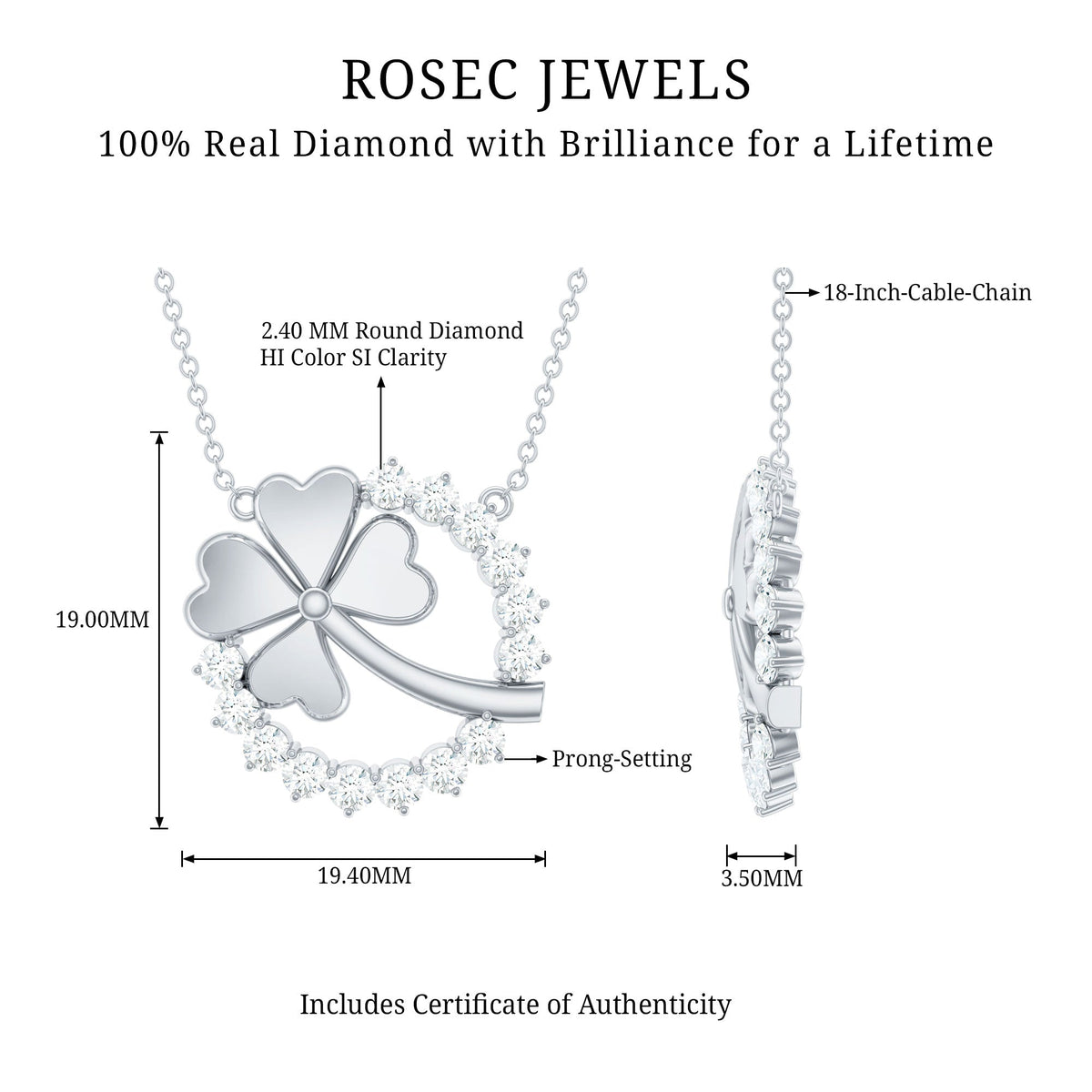Certified Diamond Lucky 4 Leaf Necklace