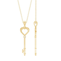 Diamond Heart Key Pendant Necklace For Women