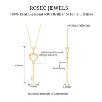 Diamond Heart Key Pendant Necklace For Women