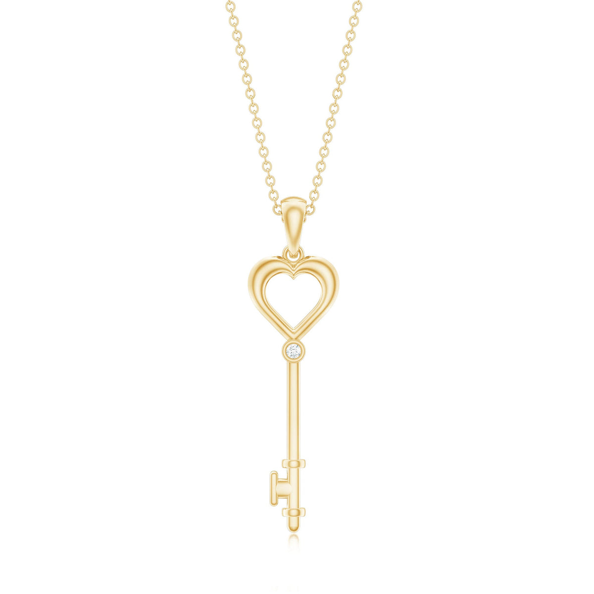 Diamond Heart Key Pendant Necklace For Women