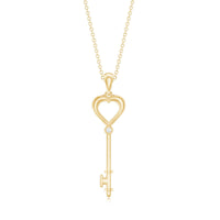 Diamond Heart Key Pendant Necklace For Women